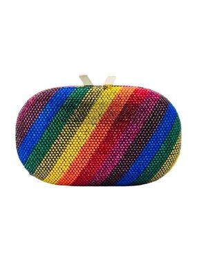 Olga Berg Pot of Gold Rainbow Crystal Bag - 4.75”H x 7.5”W x 2.75”D